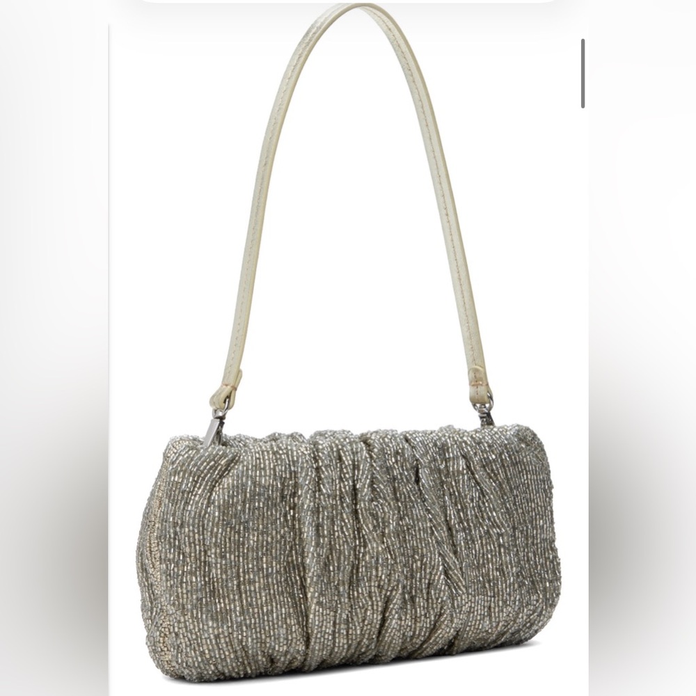 STAUD Beaded Bean Convertible Clutch Silver